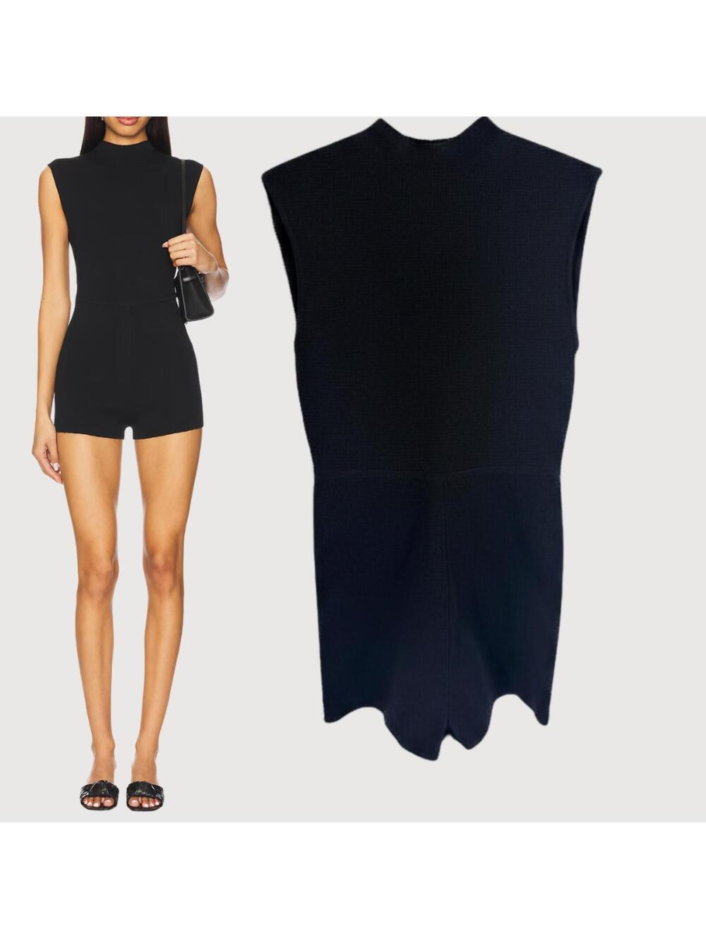 Lovers + Friends Black Sleeveless Knit Romper